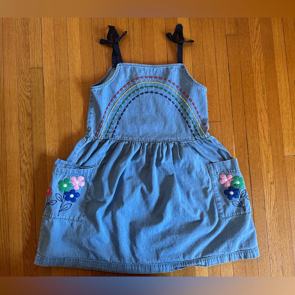 Hanna Andersson Rainbow Chambray Garden Dress, Size Girl’s 10